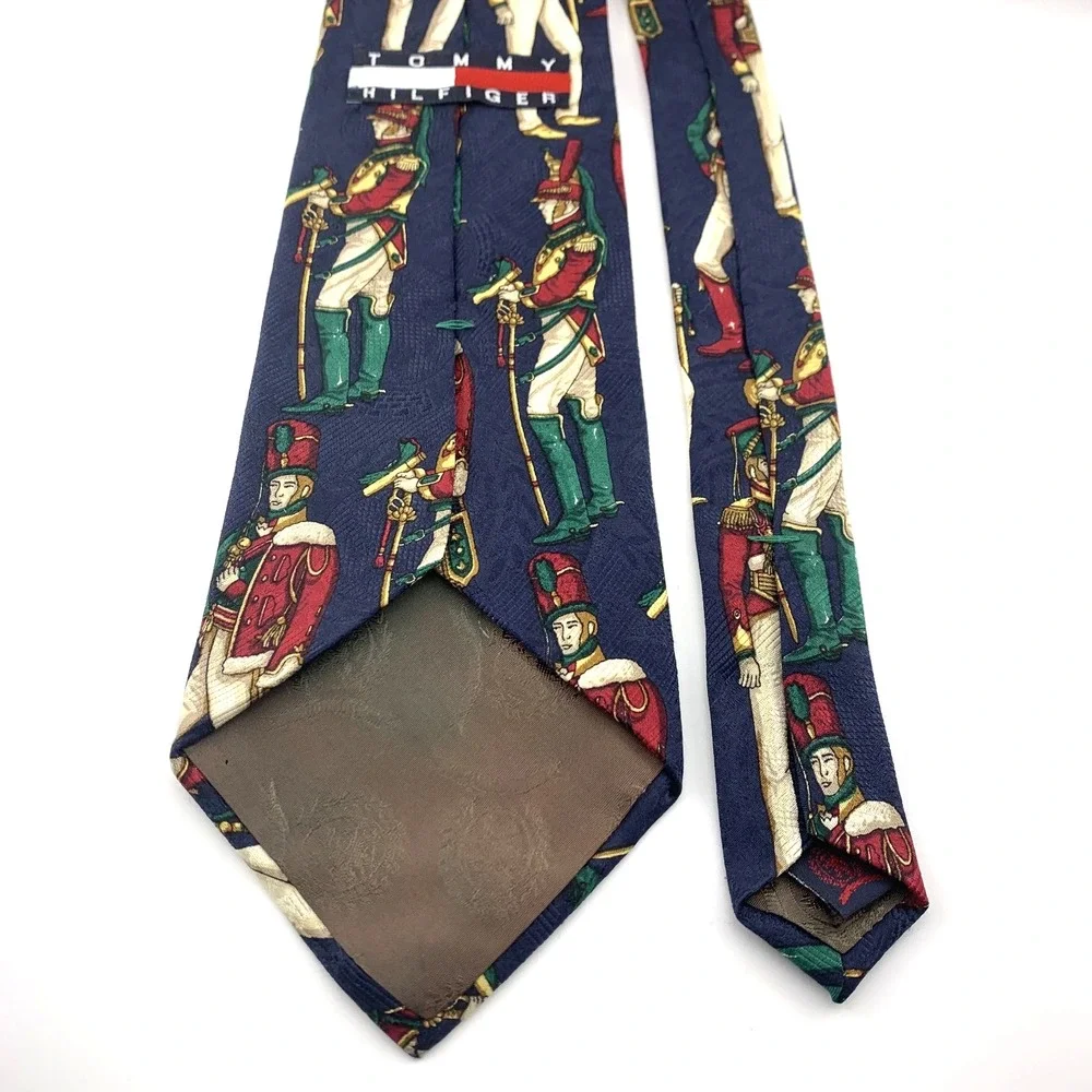 Tommy Hilfiger Mens Tie Blue w/ Soldier Pattern‎ 100% Silk Necktie